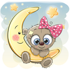 Naklejka premium Cute Cartoon Teddy Bear girl