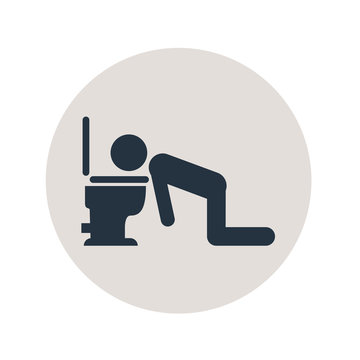 Icono plano hombre vomitando en circulo gris