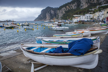 Fototapeta na wymiar capri island fishery boat ,mediterranean sea southern of italy