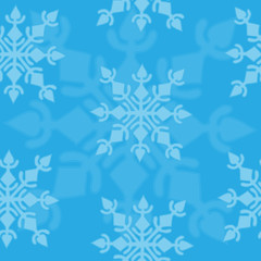 Seamless pattern with snowflake on blue background