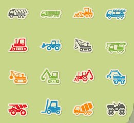 construction machinery icon set