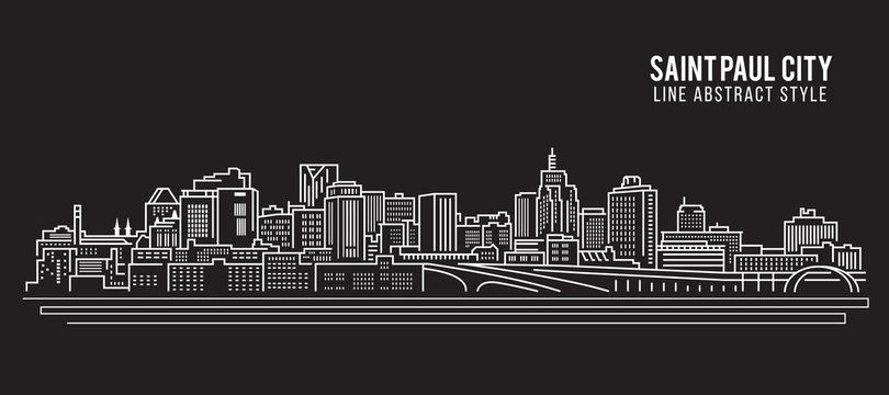 Cityscape Building Line art Vector Illustration design - Saint Paul city