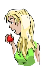 Foto auf Acrylglas Meisje eet een appel © emieldelange