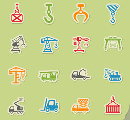 lifting machines icon set