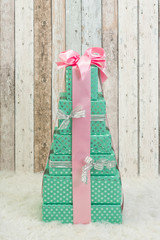 Stack of presents in pastel colors