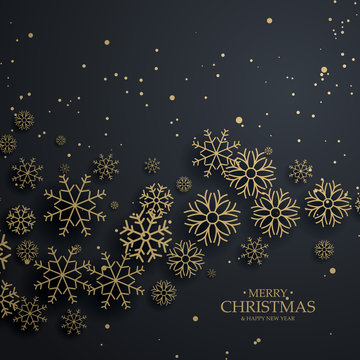 awesome black background with gold snowflakes for merry christma