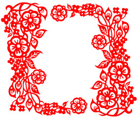The Chinese traditional paper-cut art floral ornament