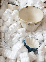 Foam cushioning shockproof a parcel fragile