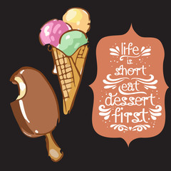 Hand drawn poster with a sweet dessert