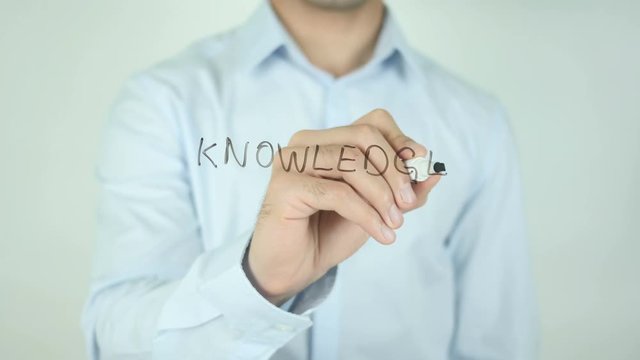 Knowledge Growth, Man Writing on Screen