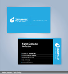 Modern creative and clean business card Design template. Blue and Black template