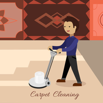 Carpet Cleaning Vector Concept In Flat Design 