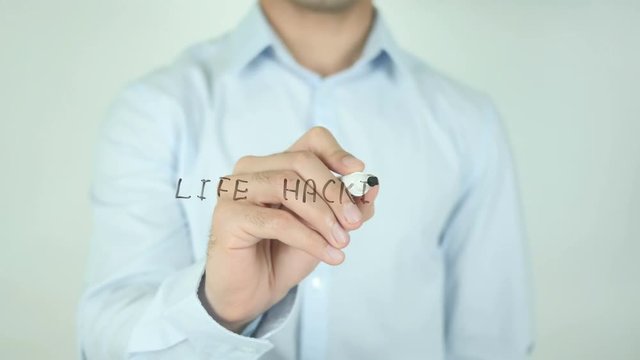 Life Hacking, Man Writing on Screen