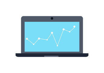 Laptop Monitor. Business Graph and Chart