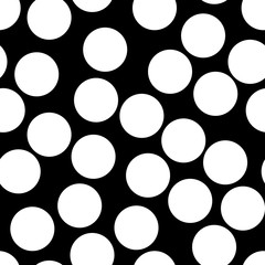 Vector monochrome seamless pattern, simple background with big chaotic dots, black & white. Modern abstract endless texture. Editable design element for prints, decoration, digital, identity, textile