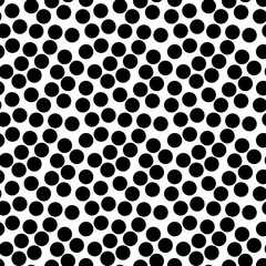 Vector monochrome seamless pattern, simple texture with black chaotic dots on white backdrop. Modern abstract endless background. Design element for prints, decoration, digital, textile, wallpaper