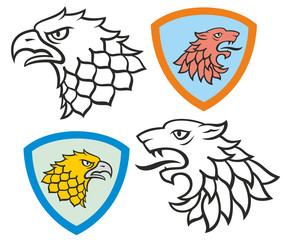 Stylized heraldic elements