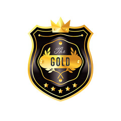 Gold and black badge vintage style isolated vector illustration