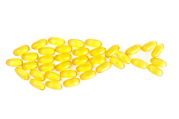 Omega3 Extra capsules from Fish Oil on white background