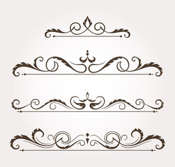Set of floral design elements and page decoration. Vector illustration