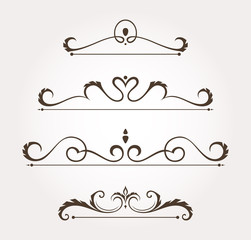 Set of floral design elements and page decoration. Vector illustration