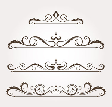 Set of floral design elements and page decoration. Vector illustration