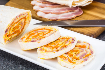 Lavash Roll From Ham, Carrot and Cheese