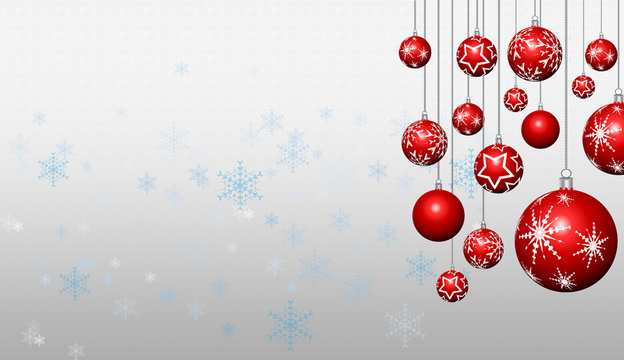 Illustration of new year banner with baubles and snowflakes