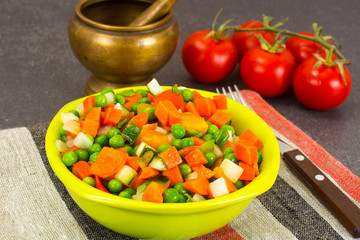 Ragout of Celery, Carrots, Peas, Sweet Pepper and Tomato