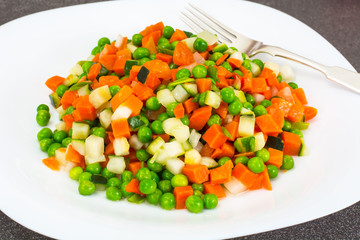 Ragout of Celery, Carrots, Peas, Sweet Pepper and Tomato