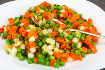 Ragout of Celery, Carrots, Peas, Sweet Pepper and Tomato