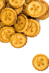 Round Shortbread Biscuits on a White