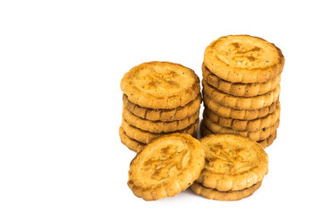 Round Shortbread Biscuits on a White