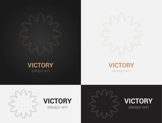 Vector design templates in black, grey and golden colors. Creative mandala logo, icon, emblem, symbol. For business, invitation, wedding, banner , flyer or greeting cards.