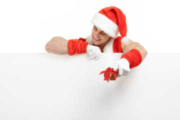 Santa Claus with a banner sales.