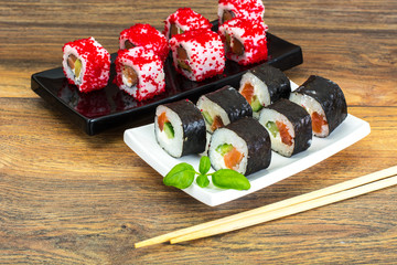 Sushi Florida and California Isolated on White Background