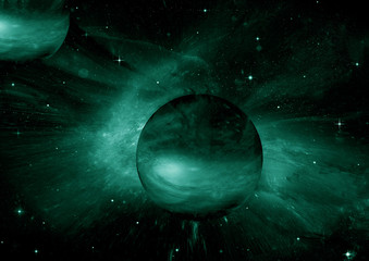 Stars, dust and gas nebula in a far galaxy