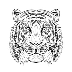 Hand drawn ink pattern. Coloring book for adult