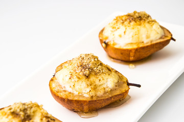 Healthy and Diet Food: Pear with Ricotta, Nuts