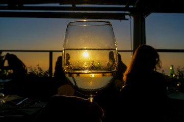 Sunset in the glass