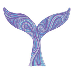 Obraz premium Whale tail. Freehand sketch. Ornament artistic vector illustration for tattoo, t-shirt print. Sea, ocean animal collection. 