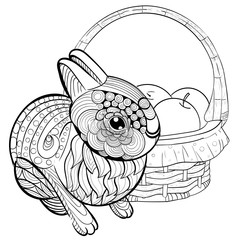 Hand drawn ink pattern. Coloring book for adult