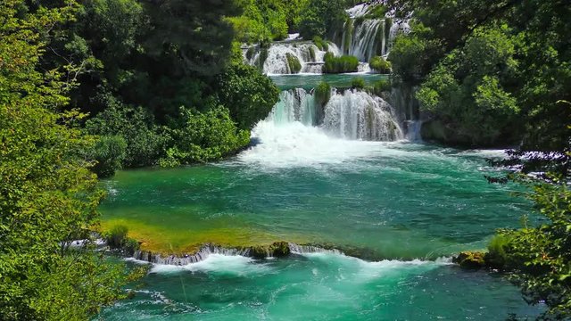 National Park Waterfalls Krka in Dalmatia Croatia Europe, full HD video