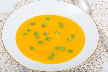 Pumpkin Soup with Green Peas