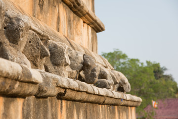 Fototapeta na wymiar Abayagiri Dagoba sculptures, Anuradhapura, Sri Lanka