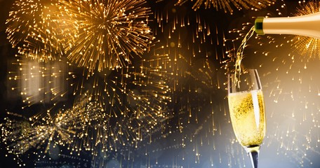 Obraz na płótnie Canvas Composite image of champagne pouring