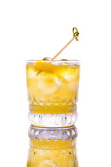 cocktail on white background with reflection