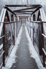 Road through metal bridge