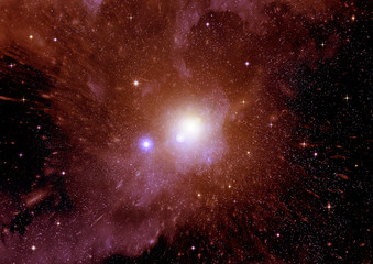 Stars, dust and gas nebula in a far galaxy