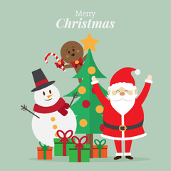 happy santa claus with stuff. christmas design concept. vector illustration